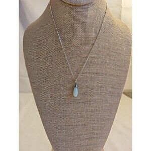 Jadeite teardrop Pendant 925 Sterling Silver necklace 18"